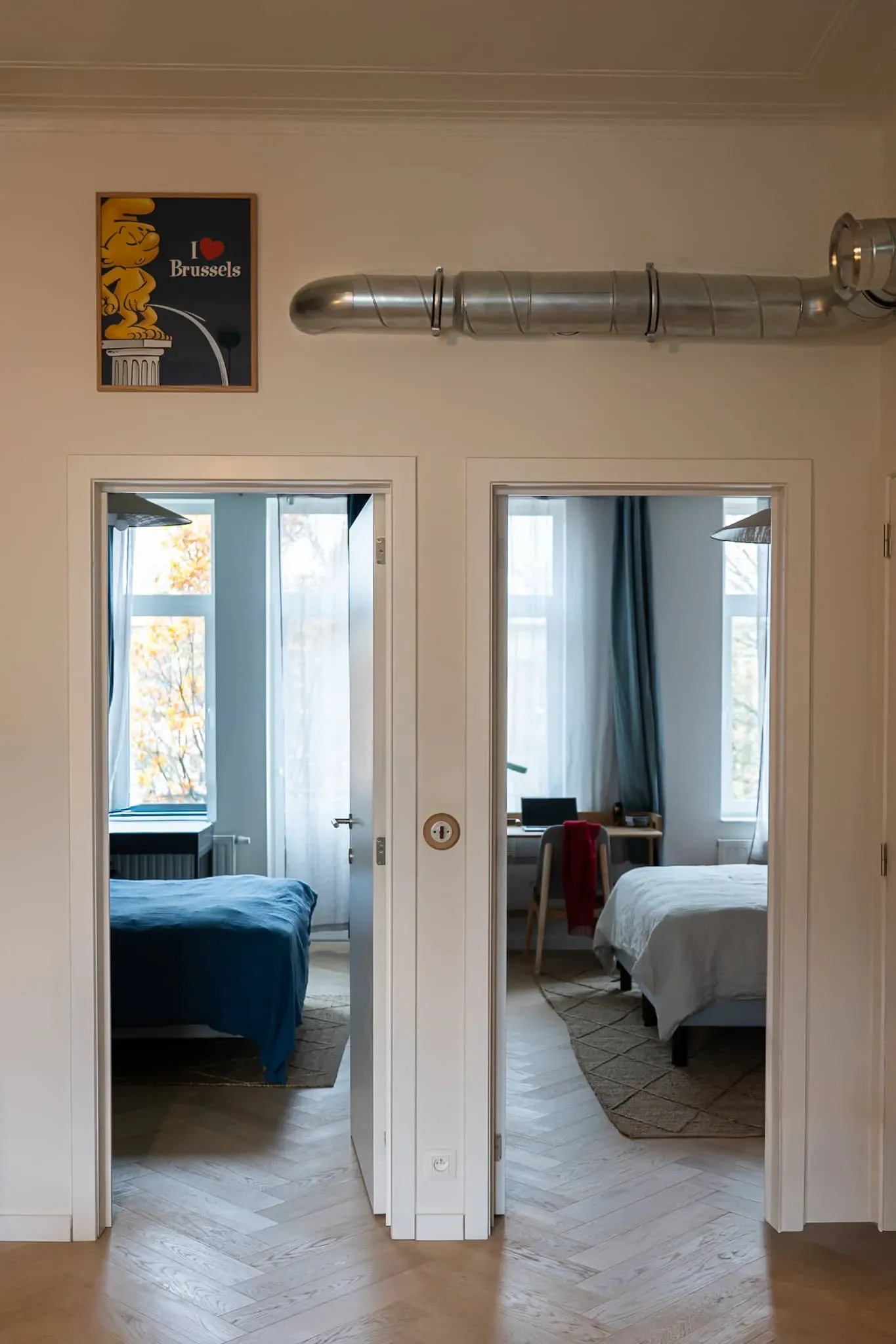 Jette — deux pièces en enfilade et parquet